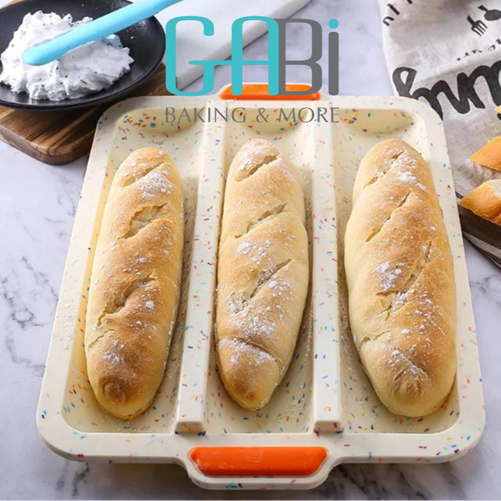 Khuôn silicon bánh mỳ 3 rãnh 34.5*24.5cm*3cm