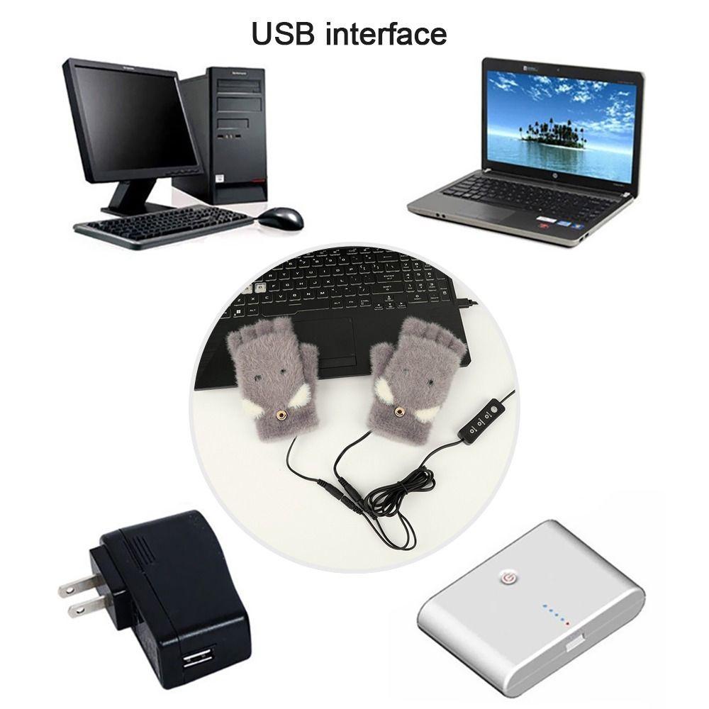 Găng Tay Đan Len Nửa Ngón Nhiệt Độ Có Thể Điều Chỉnh Sạc Cổng USB
