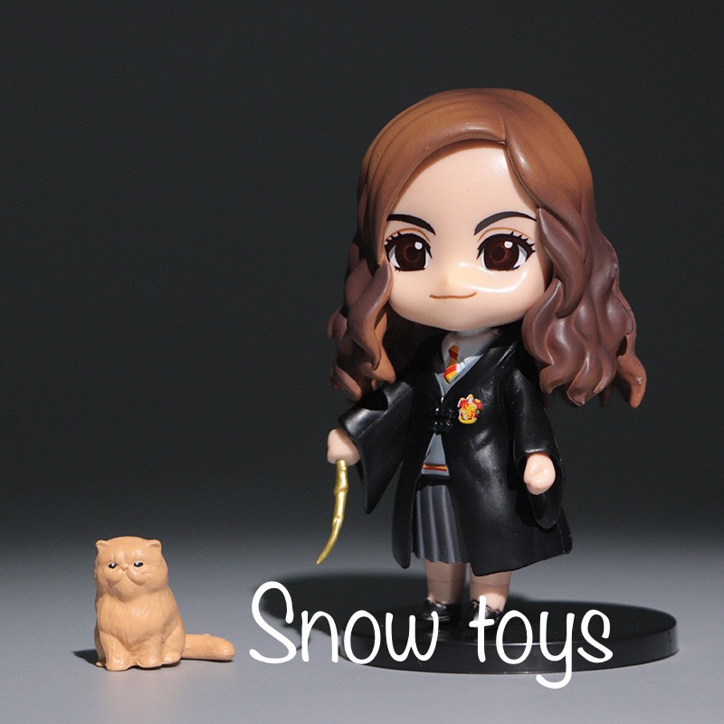 Mô hình Harry Potter - Set 3 Mô hình Harry Potter Hermione Granger Ron Weasley cùng vật nuôi Cú Mèo Chuột - Cao 9,5cm
