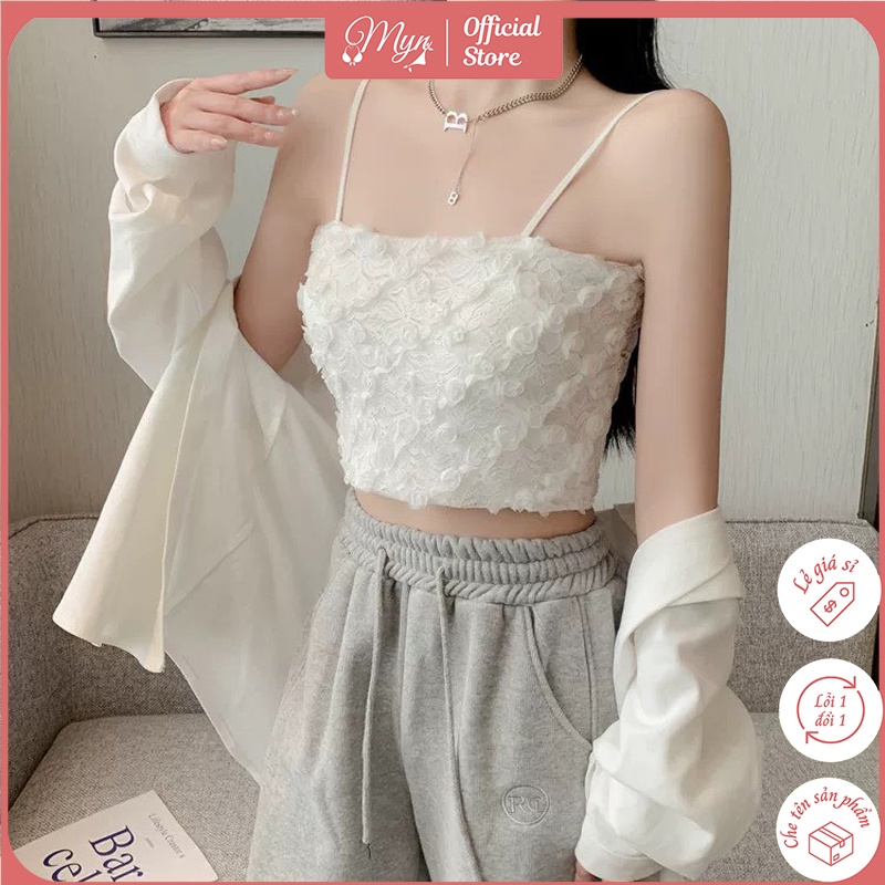 Bra croptop hoa hồng phong cách hàn quốc, có đệm ngực 586
