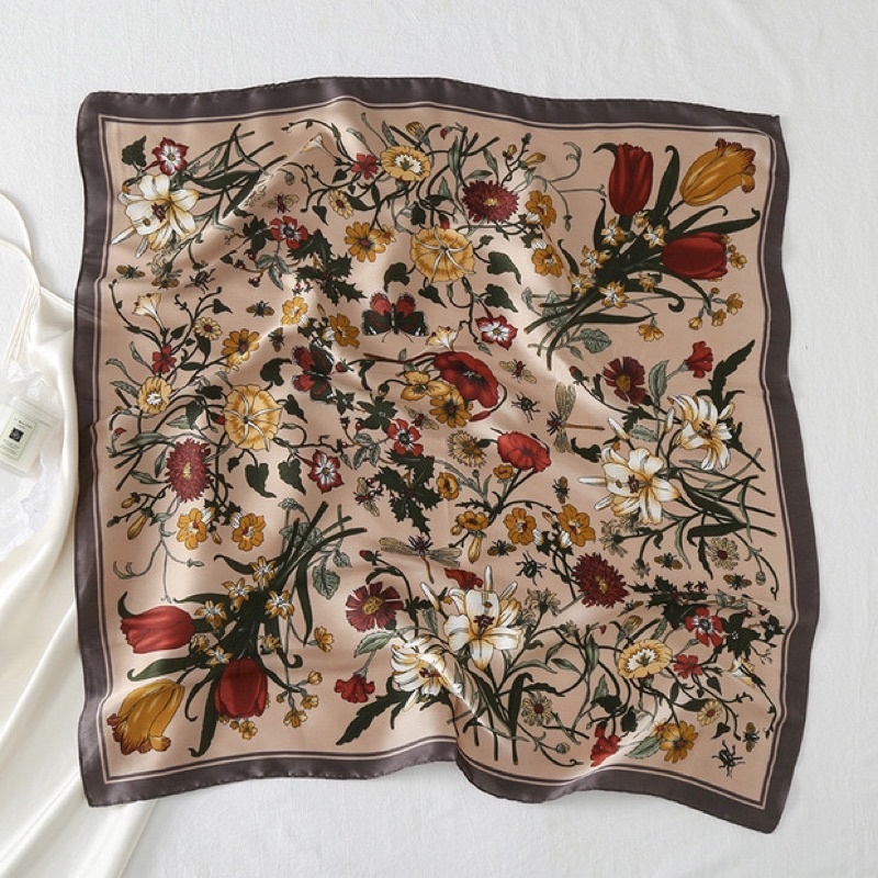 Khăn lụa vuông 70x70 turban quàng cổ áo khăn yếm bandana thời trang đội đầu - Maben