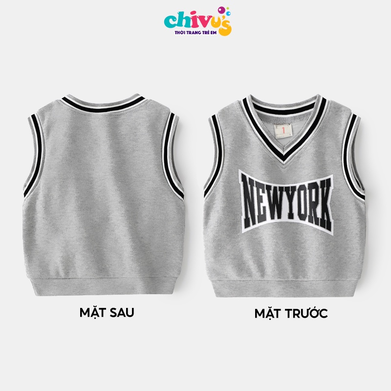 Áo gile cho bé CHIVU'sKID áo ghile cho bé trai bé gái chất nỉ nhung kiểu dáng thể thao cổ tim chui đầu dễ thương