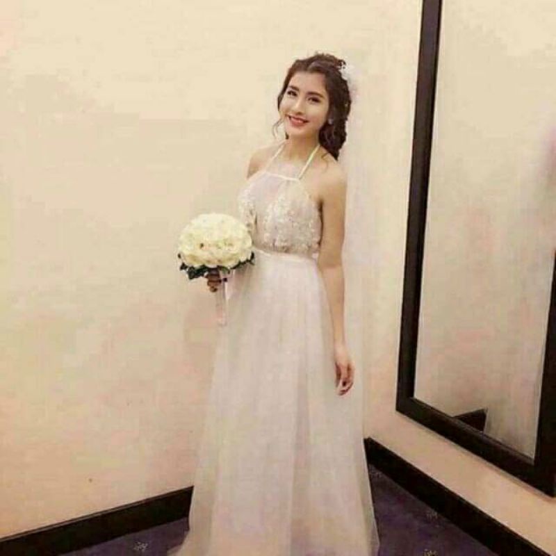 Đầm yếm ren lưới co dau