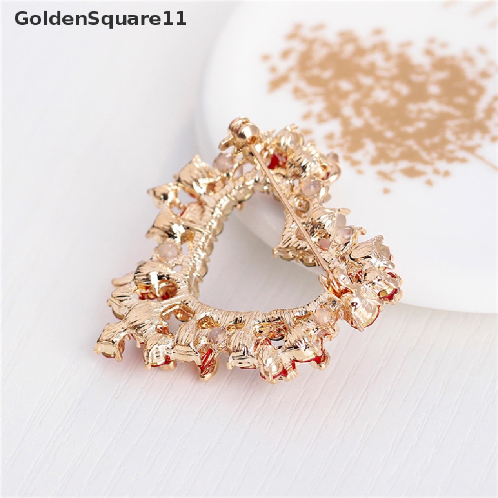 [GoldenSquare11] Fashion Unisex Heart  Garland Rhinestone Snowman Christmas Brooch Pin Xmas Gift [GoldenSquare11]