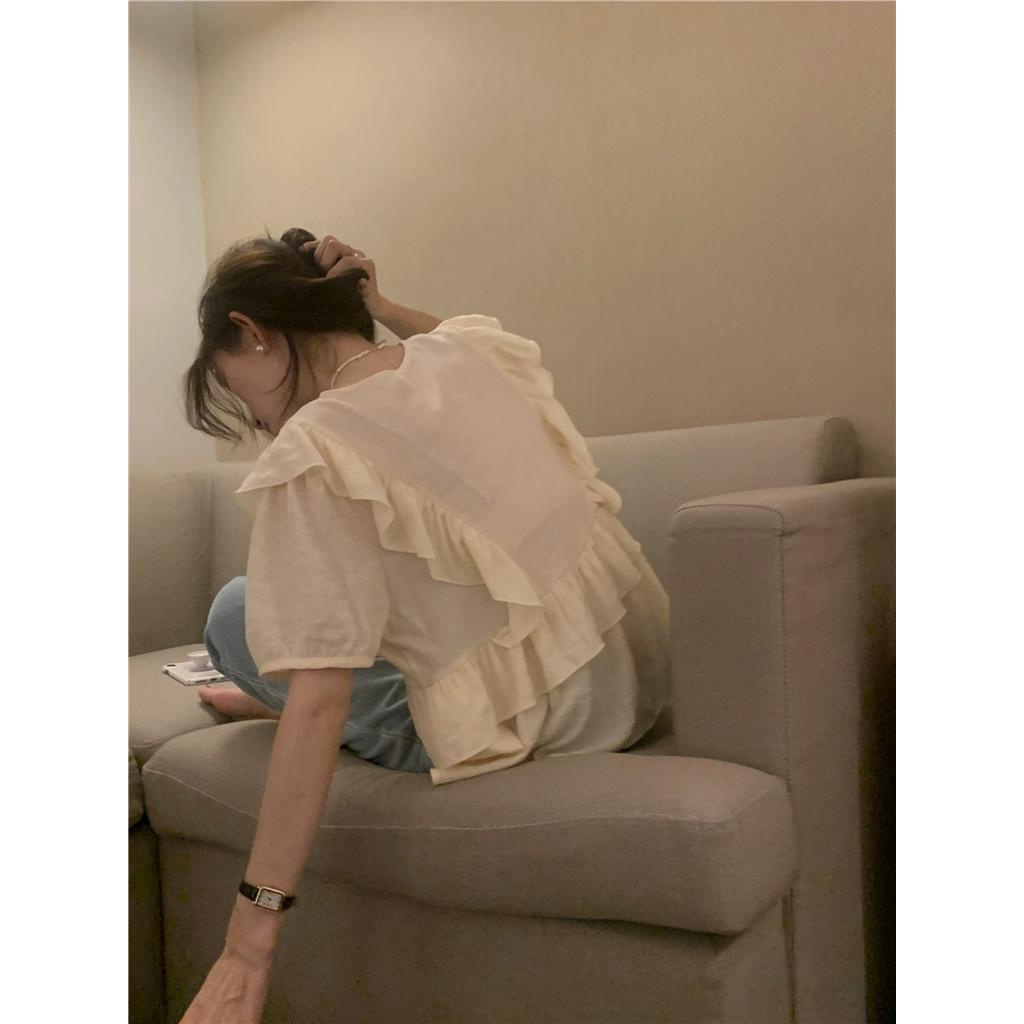 Áo Sơ Mi Nữ Cổ Chữ V Tay Ngắn Xếp Li 51490