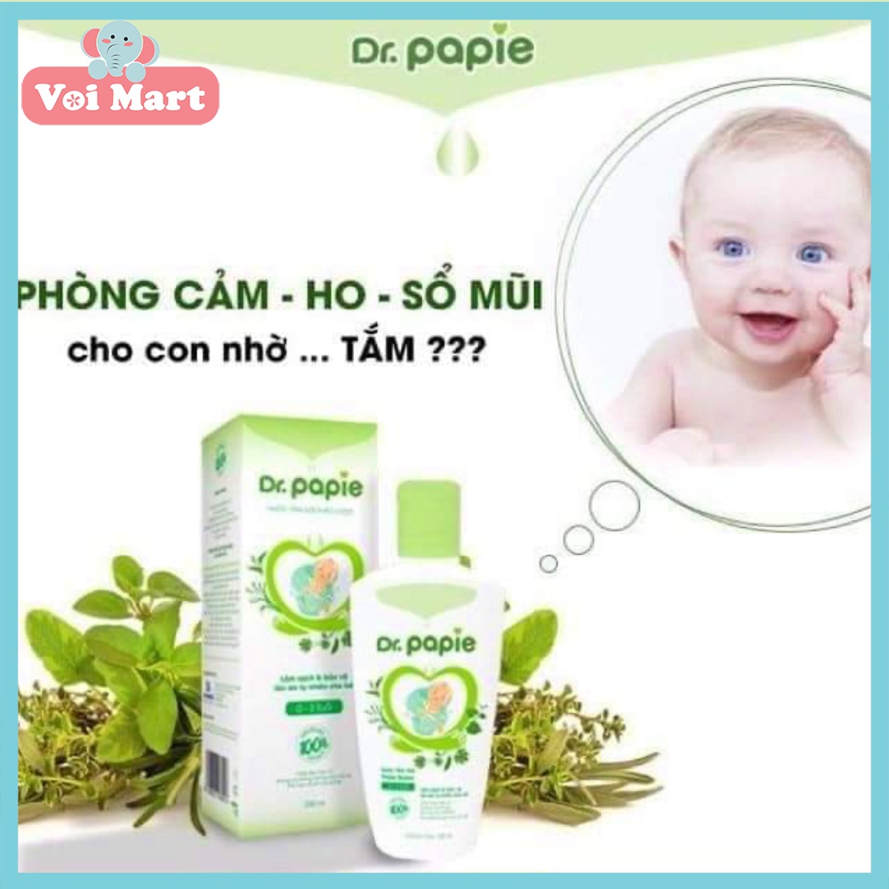 Nước Tắm Gội Thảo Dược Dr Papie Cho Bé Giúp Ngăn Ngừa Và Giảm Các Vấn Đề Về Da Dung Tích 230ml