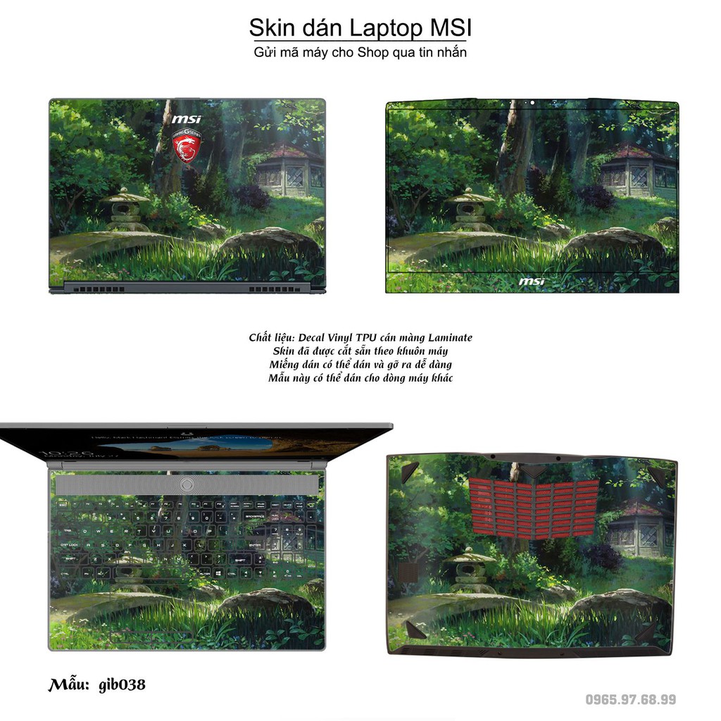 Skin dán Laptop MSI in hình Ghibli Nhật Bản (inbox mã máy cho Shop)