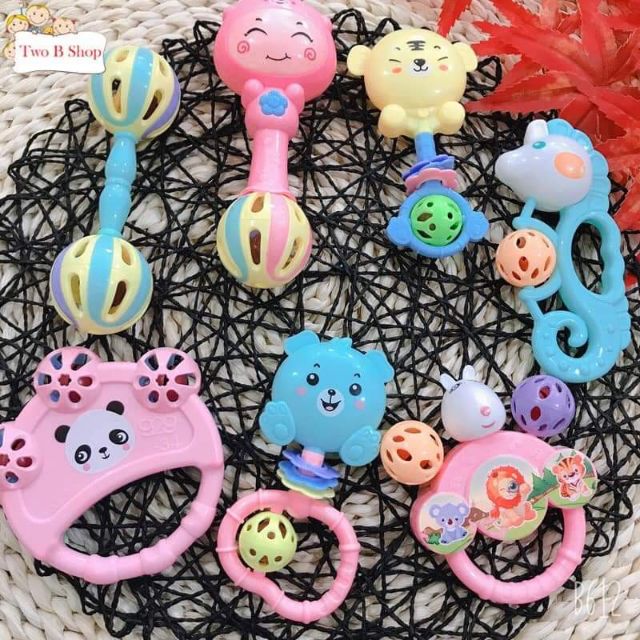 BỘ Đồ Chơi Xúc Xắc 7 Món- Lục Lạc Cho Bé