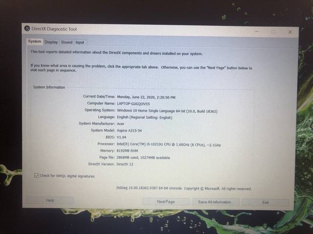 Máy tính ACER ASPIRE A315-54-52HT NX.HM2SV.002 I5-10210U 8GB 256GB SSD WIN 10 | BigBuy360 - bigbuy360.vn