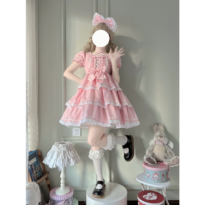 Váy Lolita OP Rococo Tay ngắn có thể tháo rời