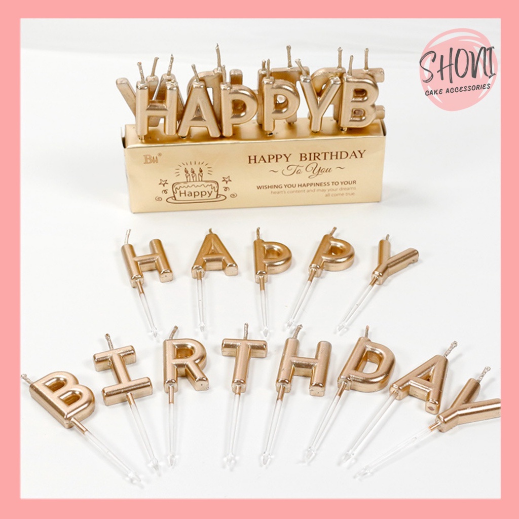 Nến Sinh Nhật HAPPY BIRTHDAY Màu NhũbTrang Trí Bánh Kem