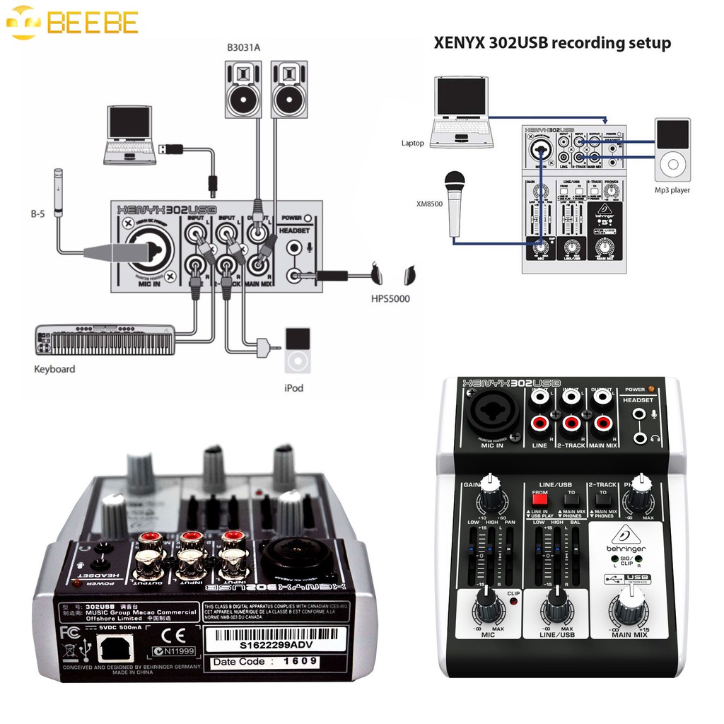 Mixer 3 cổng bàn trộn âm thanh mini - Behringer XENYX 302USB