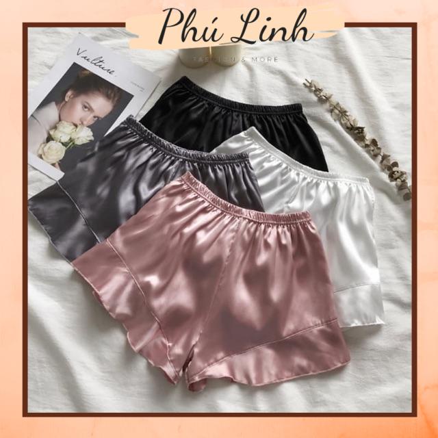 Quần short satin ống xoè