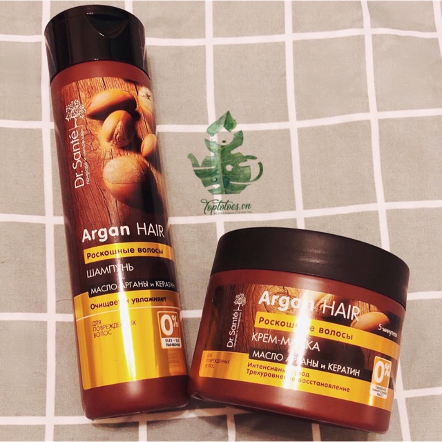 Gội ủ Dr.Sante Argan &amp; Keratin phục hồi toàn diện, nuôi dưỡng tóc bóng mượt bồng bềnh và kích thích mọc tóc