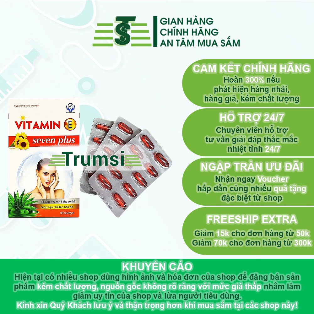 Viên Uống Đẹp Da Chống Oxy Hóa Và Ngăn Ngừa Lão Hóa Da Vitamin E Seven Plus Chính Hãng