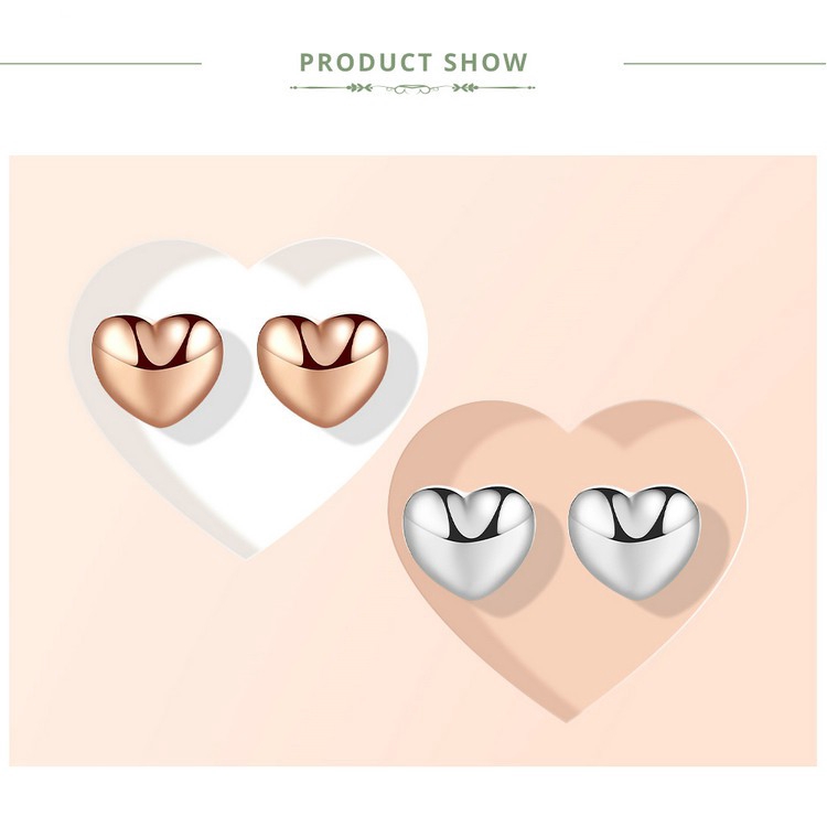 Bông Tai Bamoer PAS440 Hình Trái Tim Đáng Yêu Và Nữ Tính