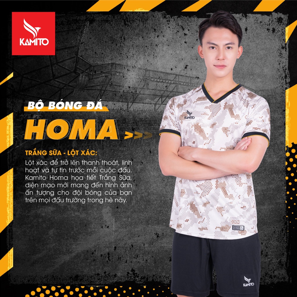 Áo đá bóng, đồ đá banh, quần áo bóng đá, áo không logo Kamito HOMA Trắng - Chất vải cao cấp, bền, thoáng
