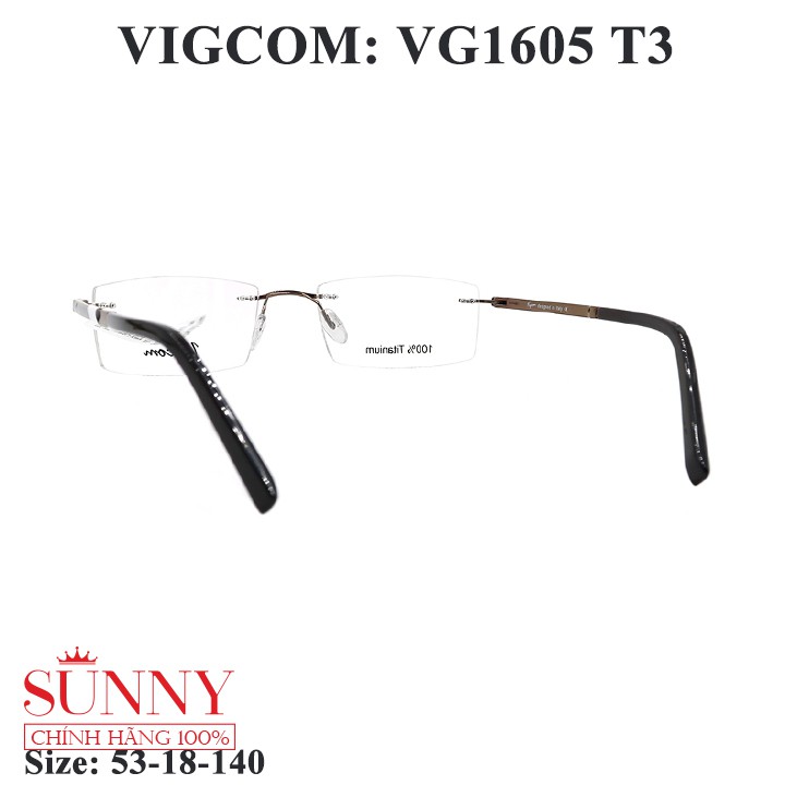 VG1605 gọng kính Vigcom kim loại chính hãng, thiết kế dễ đeo bảo vệ mắt