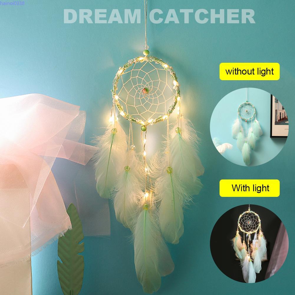 HN Wakan Tanka Handmade Dream Catcher Quà tặng với đèn LED Dreamcatcher Mặt dây chuyền Chuông gió sáng tạo Treo tường