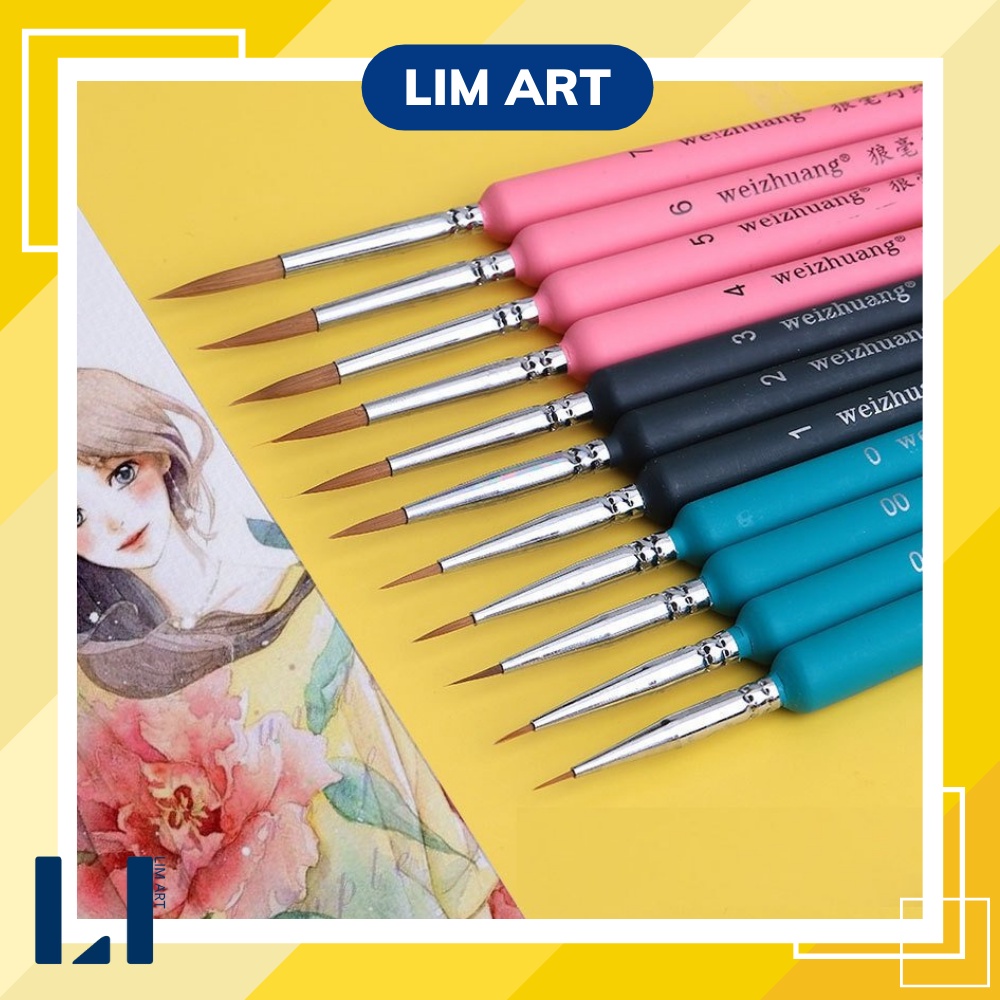 Bộ 11 cọ vẽ đầu nhọn,cọ tỉa cao cấp LIM Art
