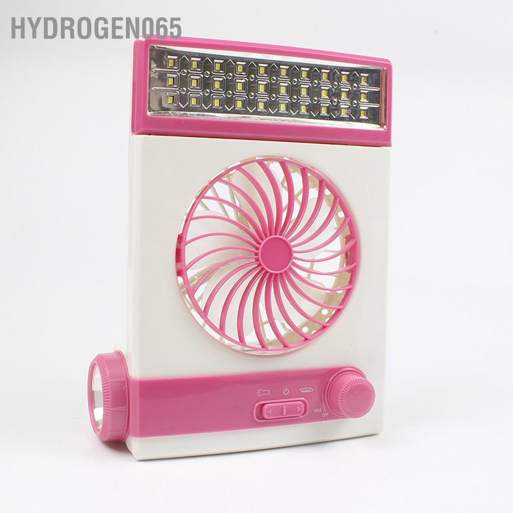 Quạt chạy bằng năng lượng mặt trời với đèn pin LED ánh sáng Đèn siêu im lặng bàn nhỏ cho cắm trại dã ngoại ngoài Ký túc xá Hydrogen065