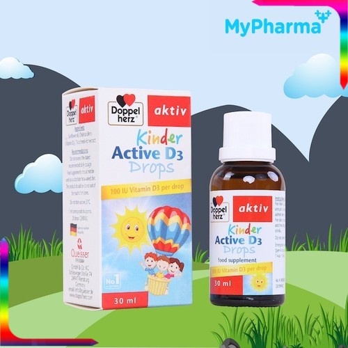 DoppelHerz Aktiv Kinder Active D3 Drops – Bổ sung canxi, vitamin D3 tối ưu, giúp xương chắc khỏe, tăng cường miễn dịch