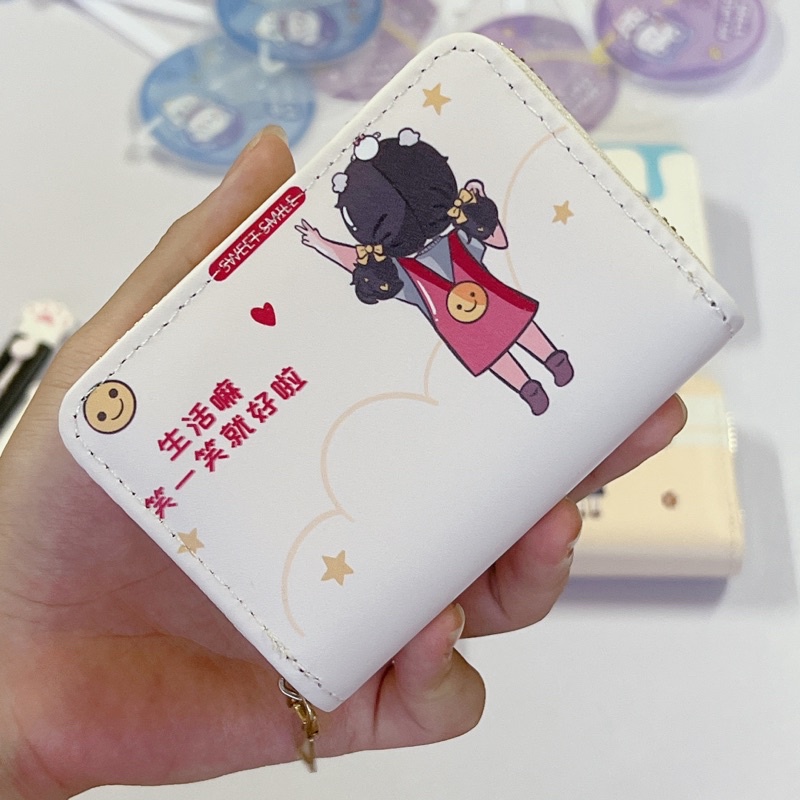 [Cô Gái] Ví nữ ngắn nhiều ngăn hình cô gái đáng yêu, đơn giản December08.store