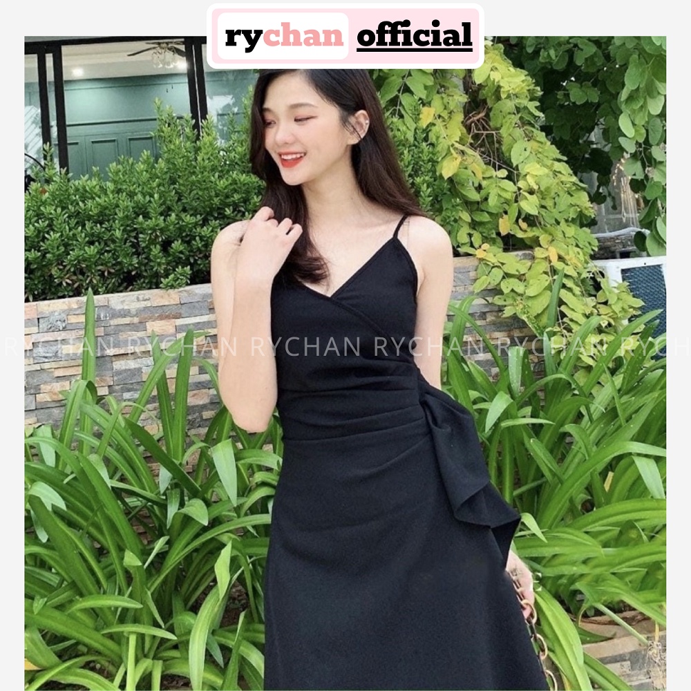 Đầm Nữ Dự Tiệc Form Dài Hai Dây Bèo Eo Cực Sang Chảnh Màu Đen [ẢNH THẬT CUỐI] - DX9756