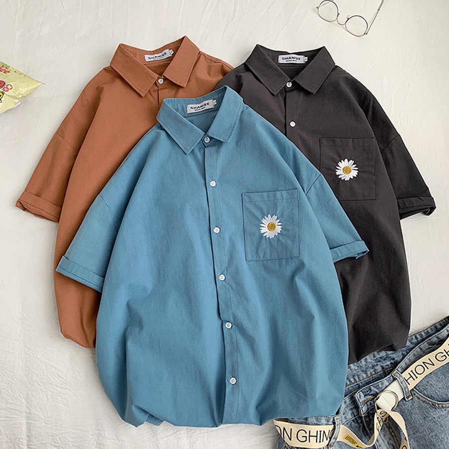 Áo Sơ Mi Trơn From Rộng Unisex Phong Cách Ulzzang