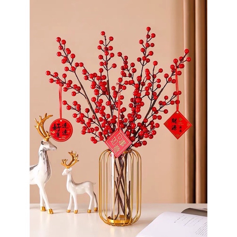 [CÓ SẴN] Bình hoa Đào Đông đỏ chơi Tết 2022, bình hoa decor phòng khách