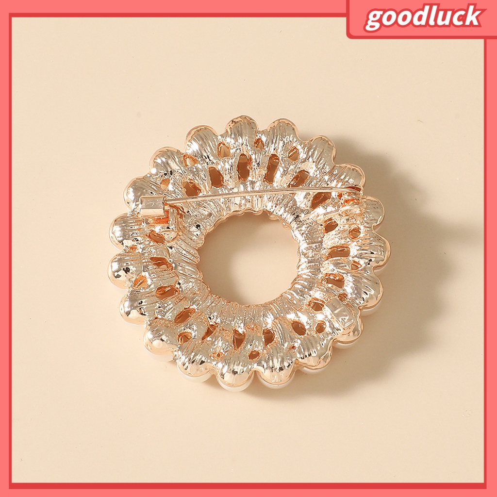 Ghim Cài Áo Hình Tròn Đính Đá Và Ngọc Trai Nhân Tạo Thời Trang Cho Nữ