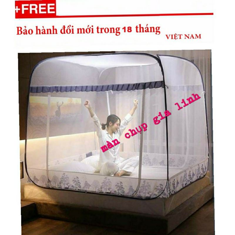 Màn Chụp Đỉnh Vuông Chân Viền, Mùng Chụp Tự Bung Đỉnh Vuông Chân Viền Hàng Cao Cấp Bảo Hành 18 Tháng