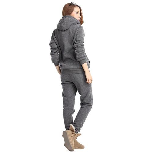 Set áo hoodies + áo ghi lê + quần dài thể thao mùa đông cho nữ