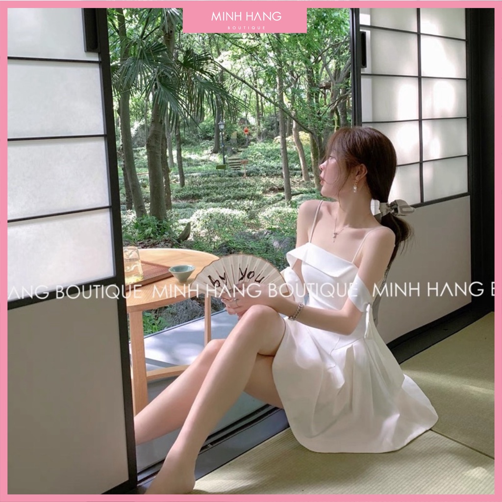 Đầm dự tiệc trễ vai, xoè xếp ly kèm nơ(VMH006) Feedback ở cuối