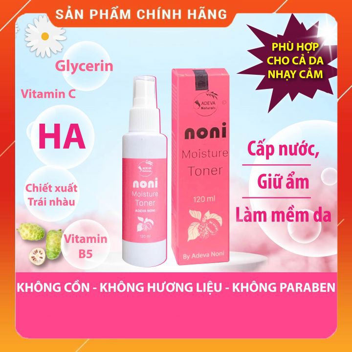 Nước cân bằng da ⚡FREESHIP⚡Xịt khoáng Trái nhàu không cồn, cấp nước cho da căng mọng - 120 ml - Adeva Noni