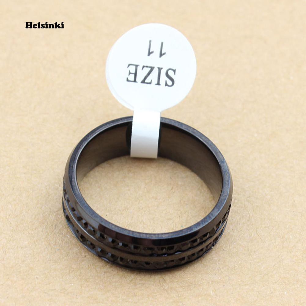 Nhẫn Cưới 2 Vòng Thép Không Gỉ Màu Đen Đính Hạt Pha Lê Size US 7-12