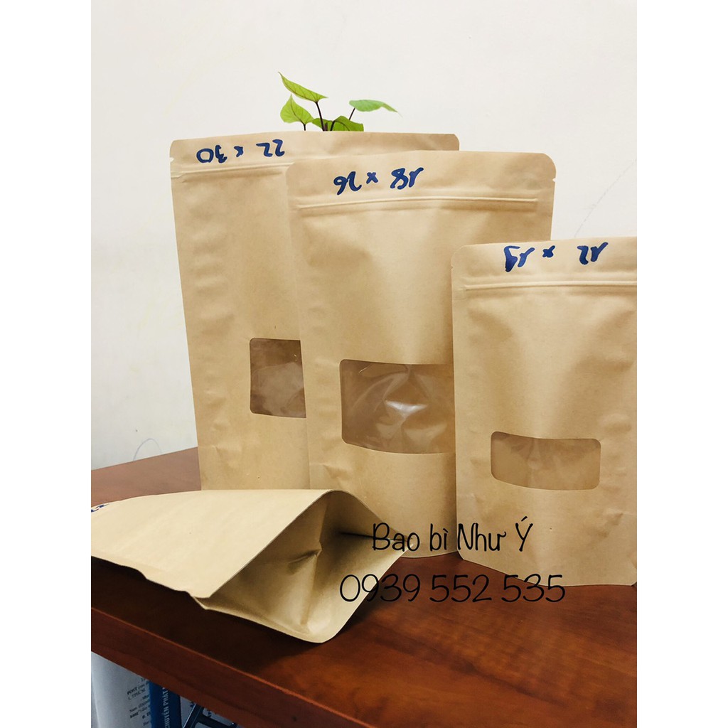 {1kg/size} túi zip giấy kraft có cửa sổ (SẢN PHẨM Y HÌNH)