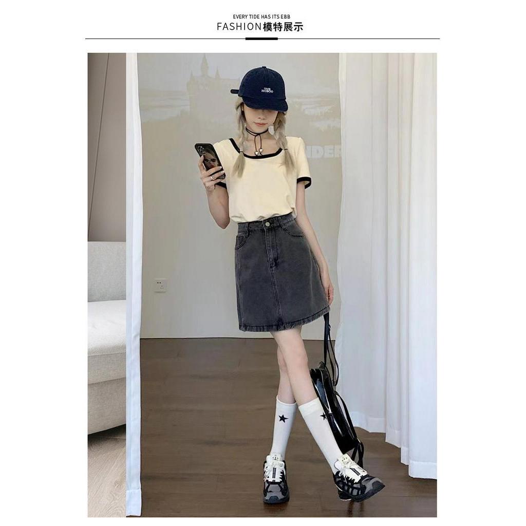 Chân Váy Denim Chữ a Lưng Cao Dáng Ngắn Thời Trang Mùa Hè Sành Điệu 64225