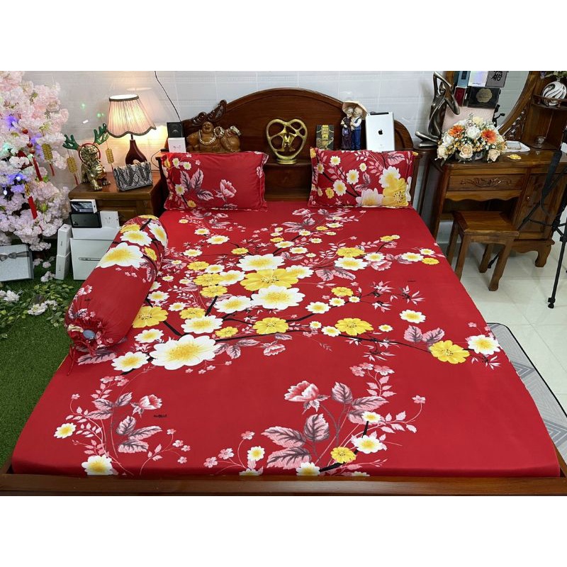 DRAP THUN HÀN QUỐC HOA ĐÀO (5MÀU) ĐÓN TẾT