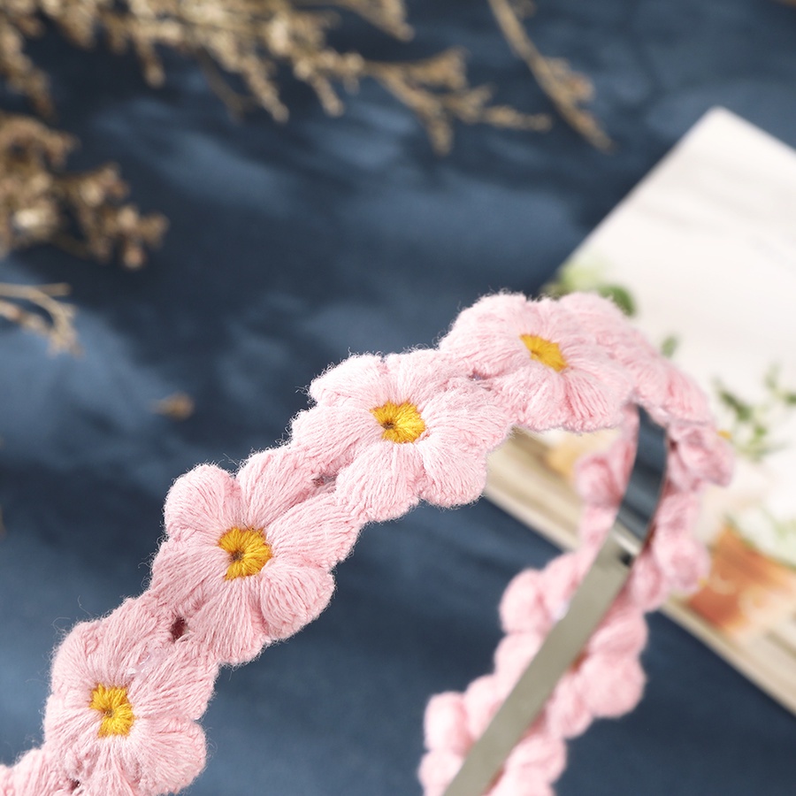 Băng Đô Cài Tóc Đính Hoa Dệt Kim Handmade Phong Cách Hàn Quốc Hàng Mới Dành Cho Bạn Nữ