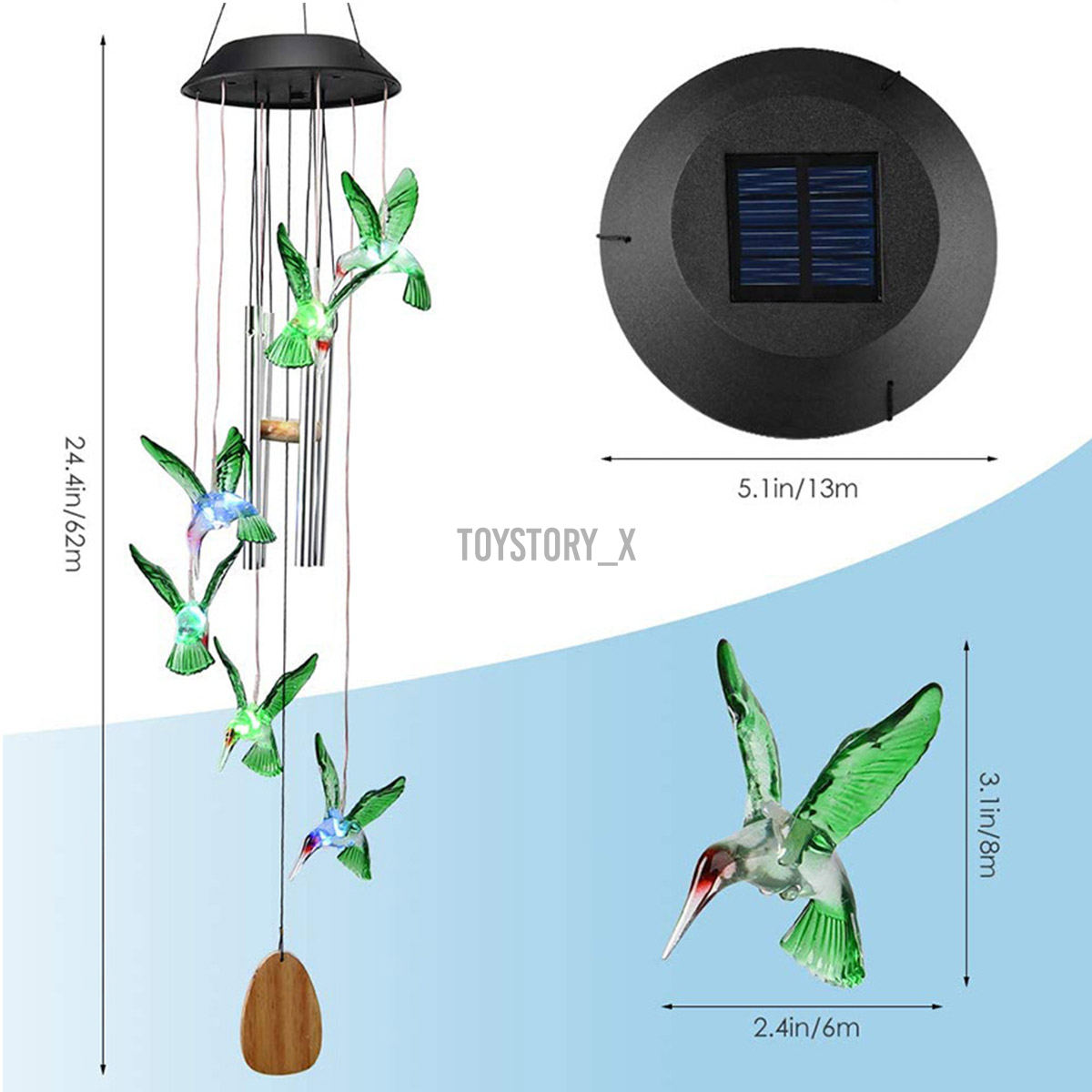 utterfly/ Color bubble column/HummingbirdSolar Wind Chime Light Waterproof