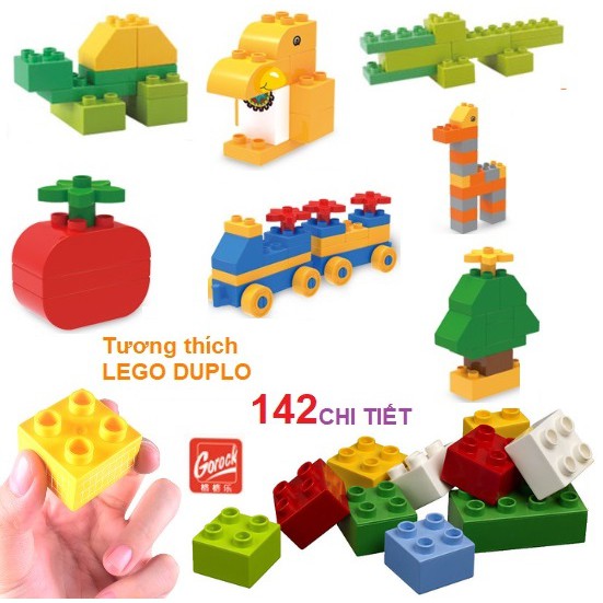 Bộ KHỐI LỚN, LEGO GOROCK 142 chi tiết, 3+, Tương thích lego duplo- gói quà miễn phí