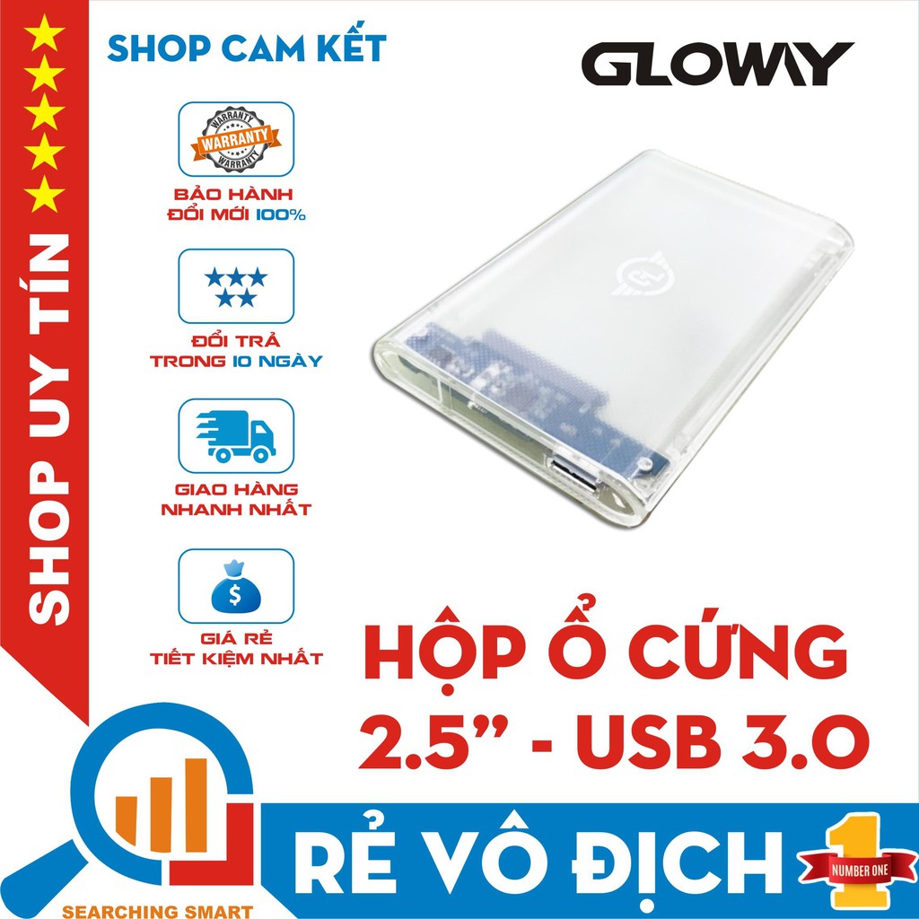 Box ổ cứng 2.5" (trong suốt ) Gloway-Kesu K102A USB 3.0 - Dành cho HDD, SSD - Bảo hành chính hãng 12 tháng
