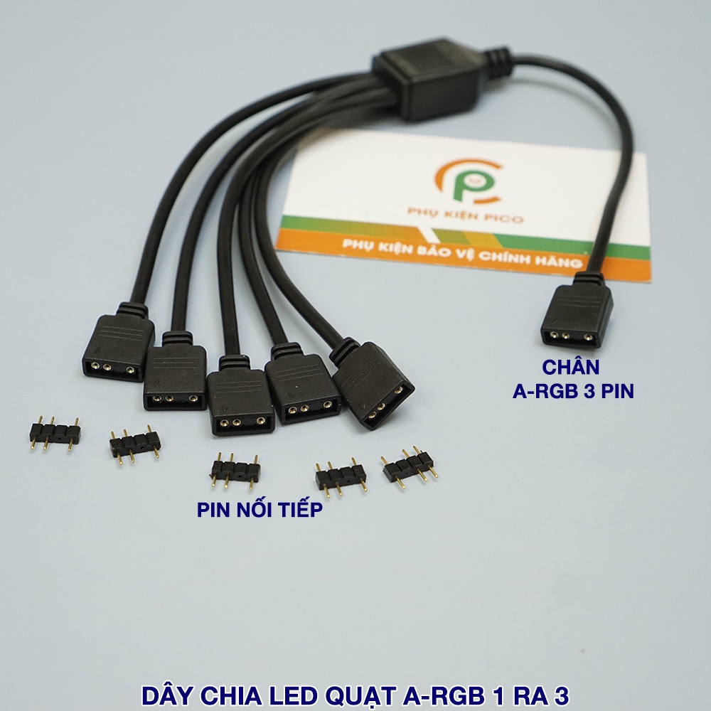 Dây chia cổng ARGB 3pin loại 1 ra 1, 3, 5 kèm jump 2 đầu đực tương ứng với đầu chia