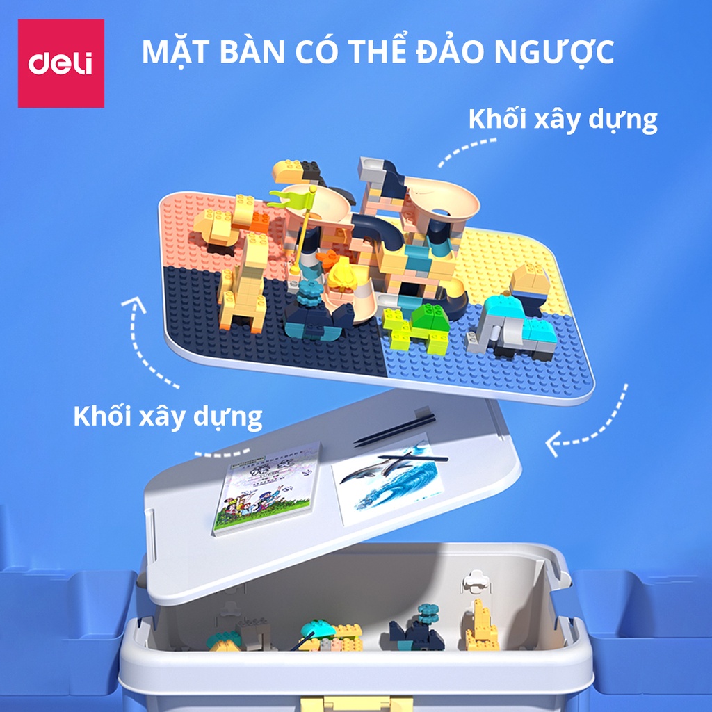 [Mã LIFEDL44 giảm 50K đơn 99K] Bộ bàn ghế đồ chơi xếp hình cho bé Deli - có thể gấp gọn làm bàn học - 74541