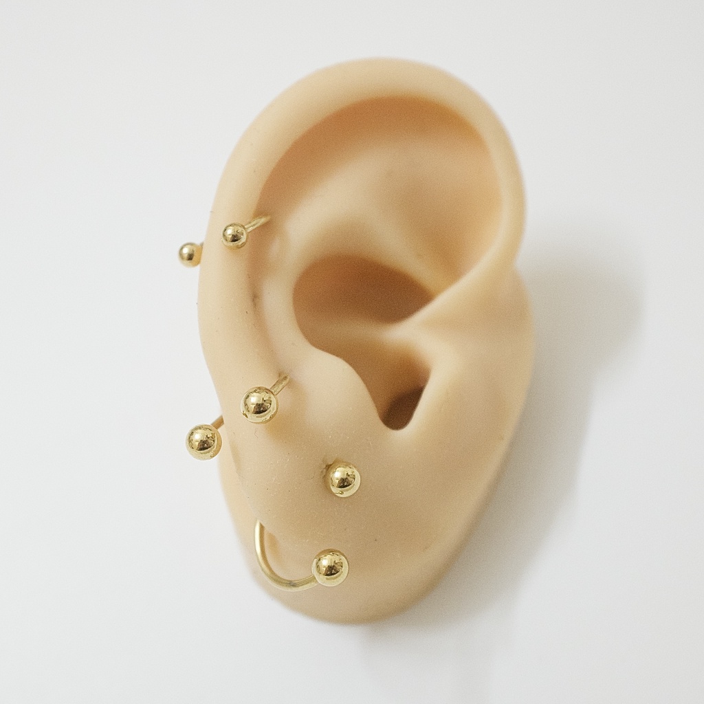 [1 Chiếc] Khuyên Tai Titan Unisex Chữ U Thân 1.2mm Màu VÀNG Không Gỉ Sét Không Ngứa Bông Tai Julies Box 66