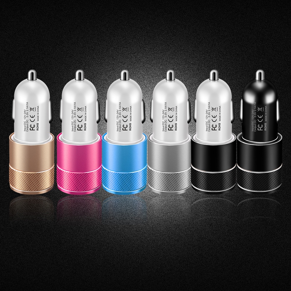 Củ sạc TWITCH bằng hợp kim nhôm cổng USB kép 5V 2.1A dành cho xe hơi