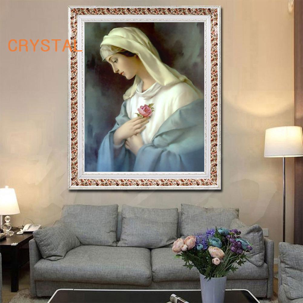 Tranh Thêu Sơn Hình Đức Mẹ Mary Đồng Trinh Để Trang Trí