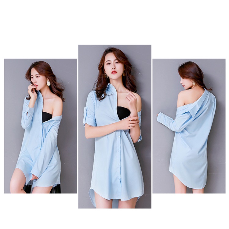 Váy đầm sơmi xanh , Váy suông sơ mi cao cấp , váy chữ A ( Thời trang thiết kế cao cấp đủ size)