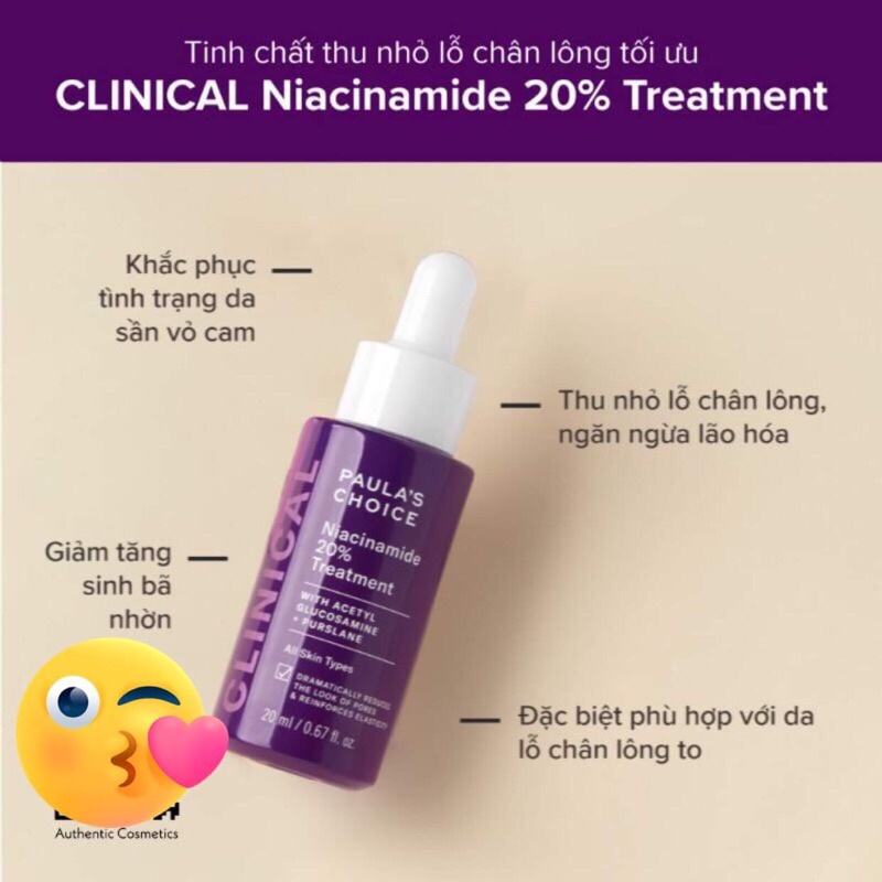 Nia 20 Paula‘s Choi.ce-Niacinamide 20% Treament thu nhỏ lỗ chân lông,làm sáng da